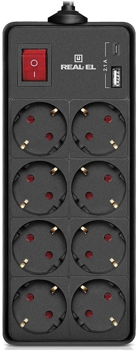 Фільтр живлення REAL-EL RS-Protect 805 3м Black (EL122300043) фото1