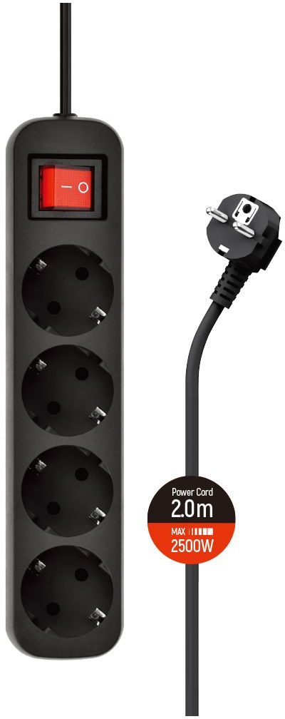 Фильтр питания СolorWay 4 розетки, 2м, Black (CW-PSEA42BK) фото1