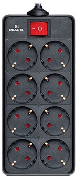 Фільтр живлення REAL-EL RS-8 Protect 1.8 м Black фото1