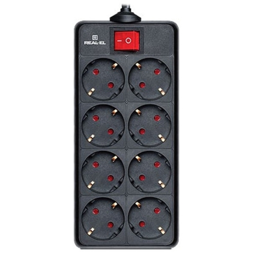 Сетевой фильтр REAL-EL RS-8 Protect 1.8 м Black