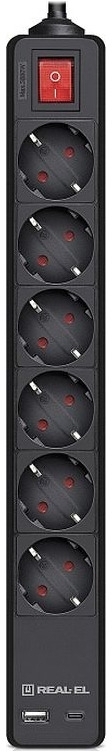 Фільтр живлення REAL-EL RS-Protect 605 3м Black (EL122300041) фото1