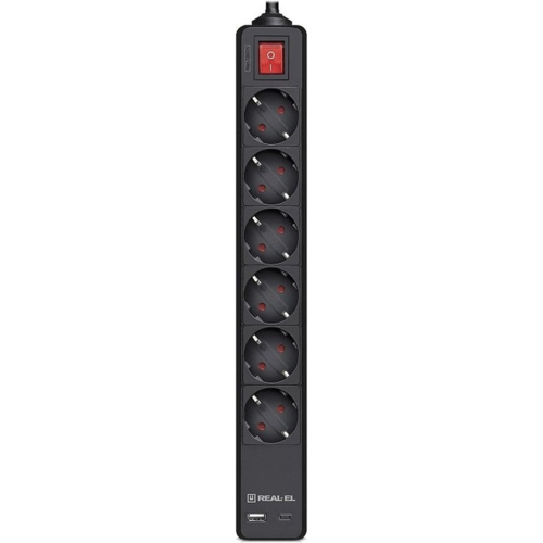 Сетевой фильтр REAL-EL RS-Protect 605 3м Black (EL122300041)
