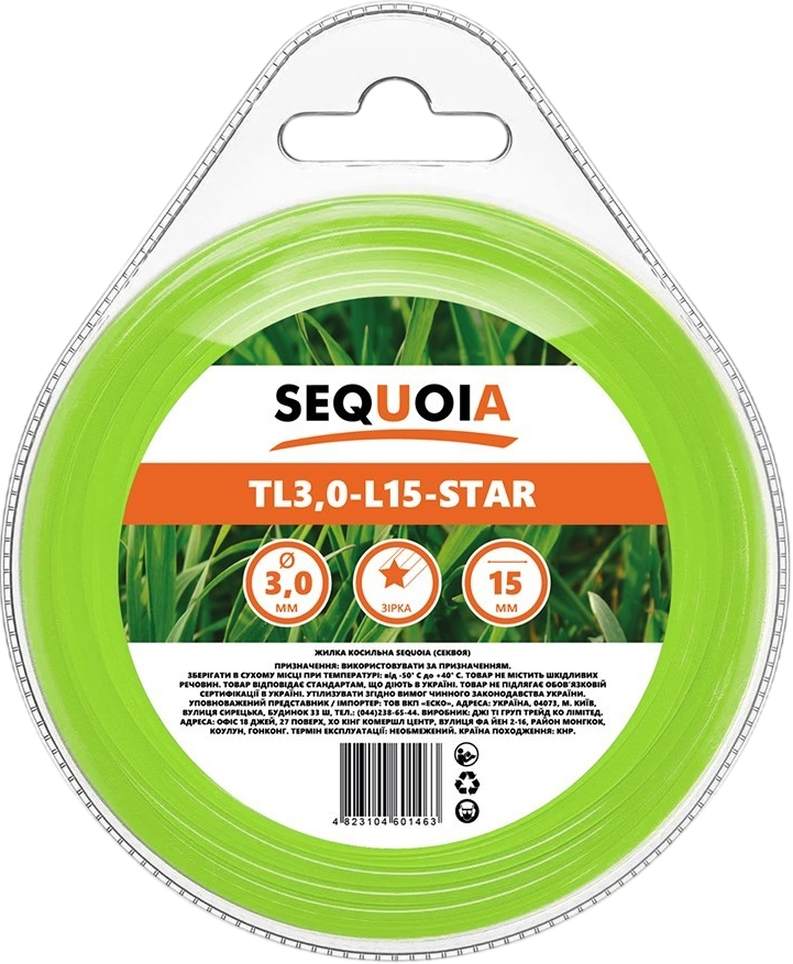 Жилка косильная SEQUOIA 15м, звезда (TL3.0-L15-Star) фото1