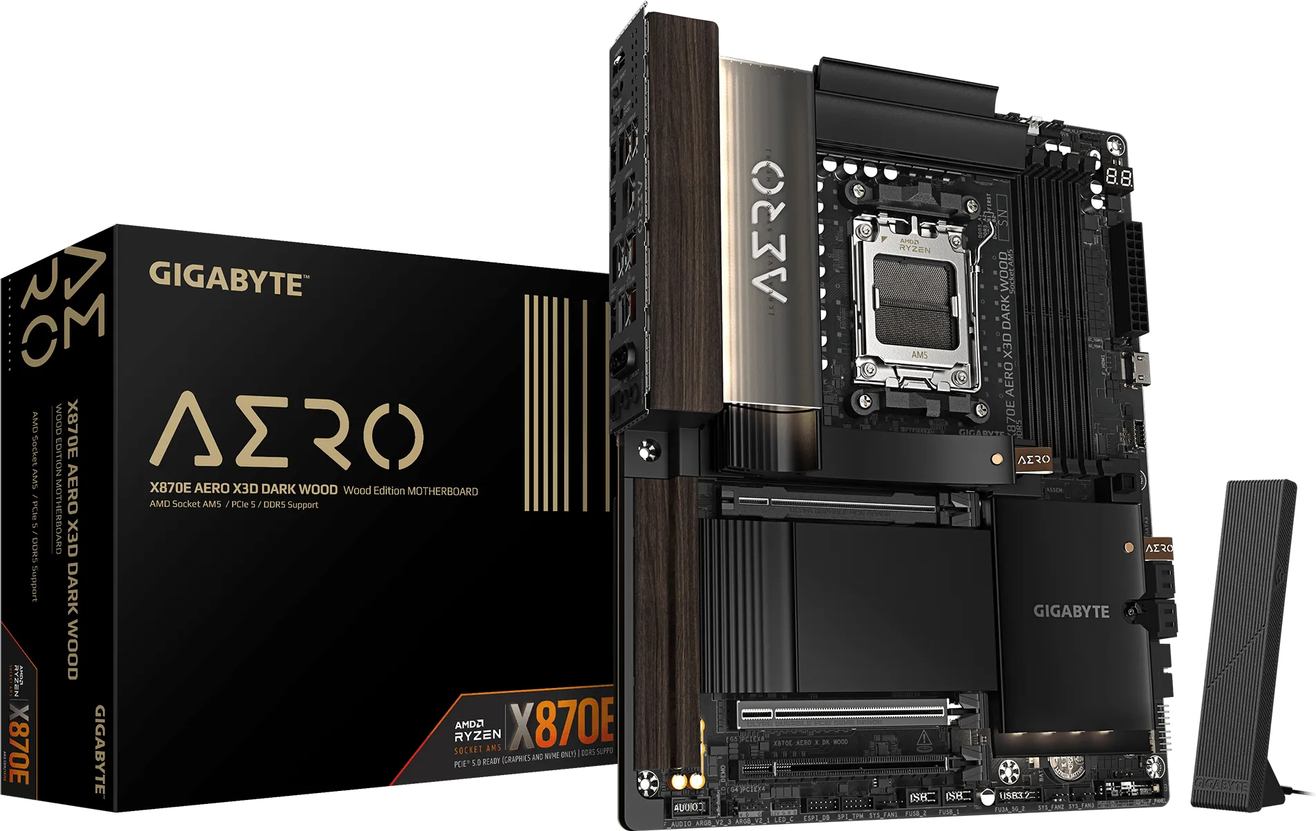 Материнская плата GIGABYTE X870E AERO X3D DARK WOOD (sAM5, AMD X870E, DDR5, ATX) фото1