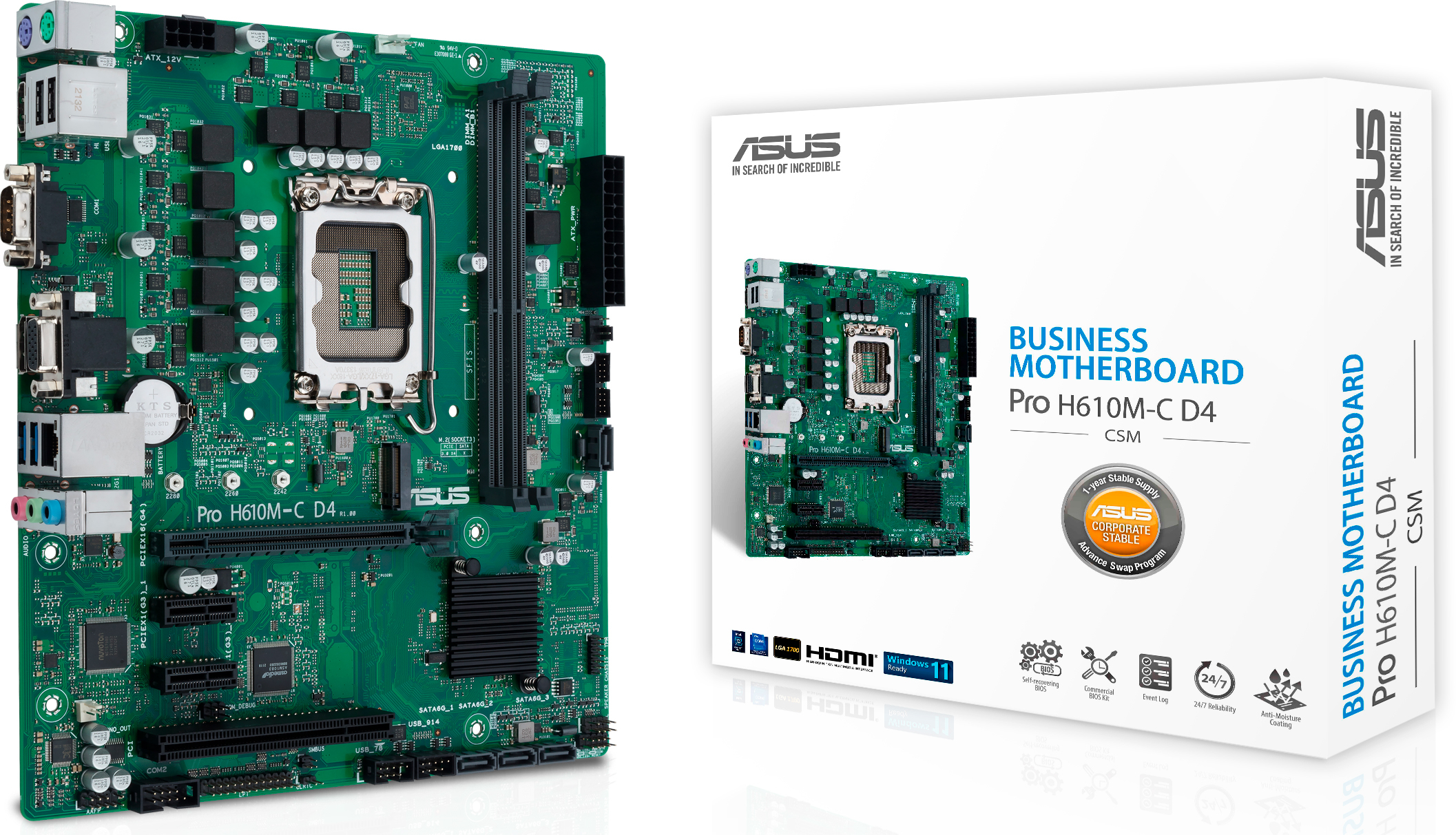 Материнская плата ASUS Pro H610M-C D4-CSM (Pro_H610M-C_D4-CSM) фото1