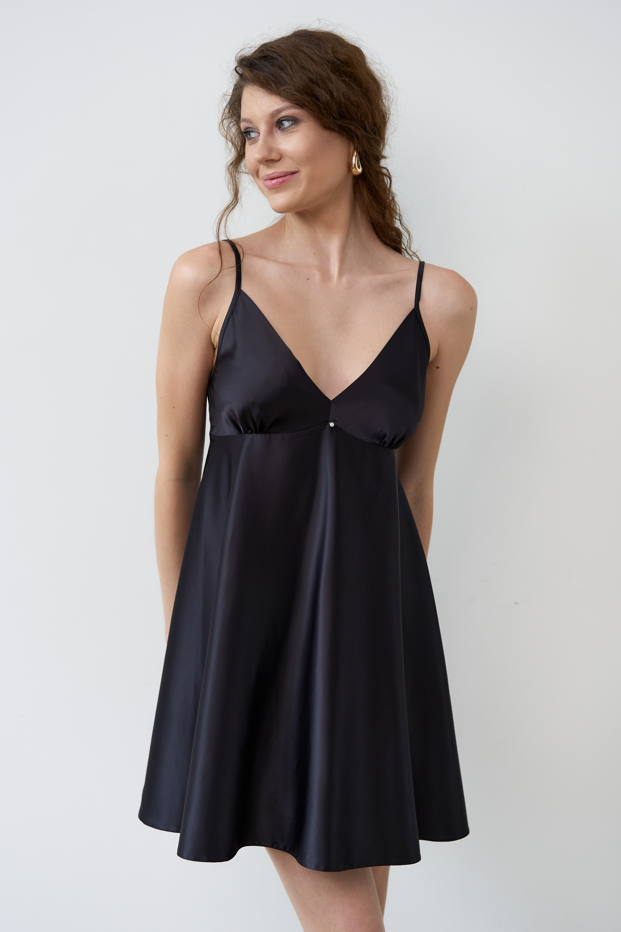 Ночная рубашка женская Effetto Satin Basic S03199 XS черная фото1