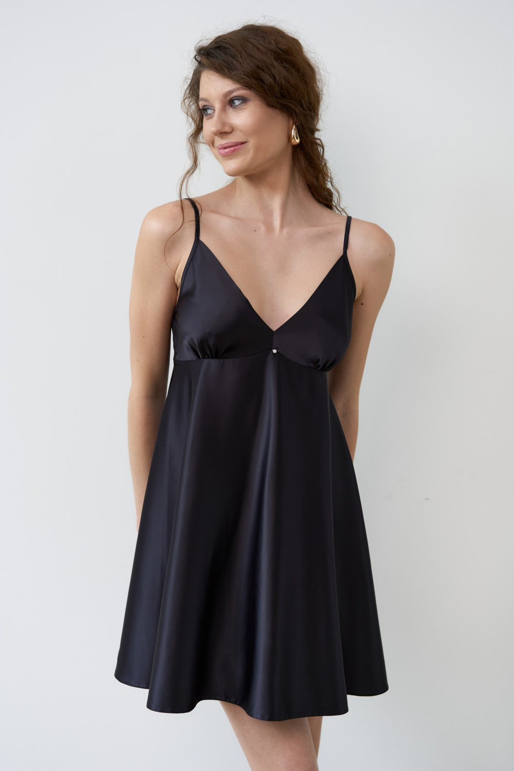 Ночная рубашка женская Effetto Satin Basic S03199 2XL черная