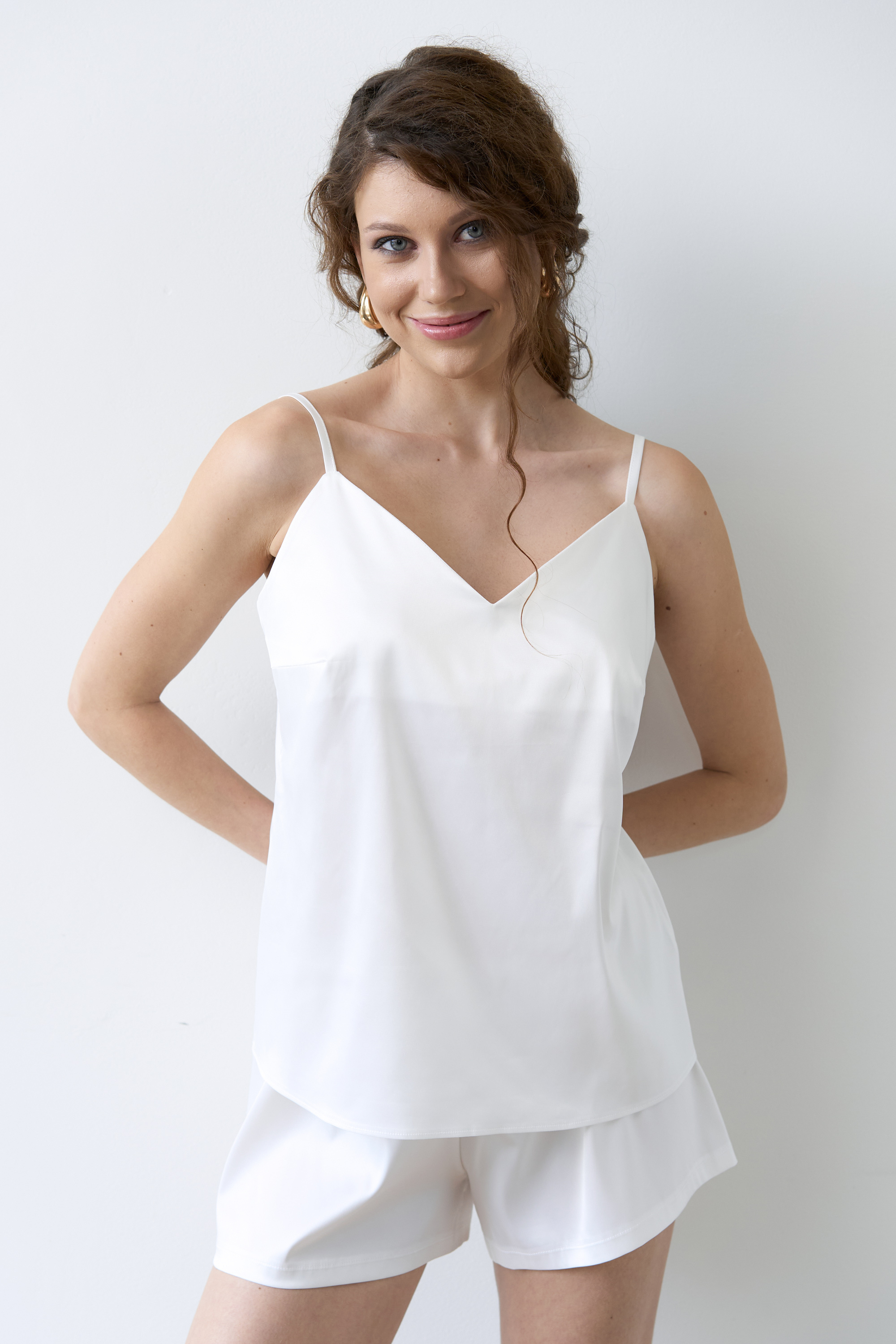Пижама майка,шорты женская Effetto Satin Basic S03400 2XL белая фото1