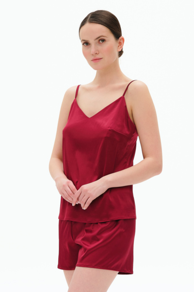 Пижама майка,шорты женская Effetto Satin Basic S03400P 4XL бордовая фото