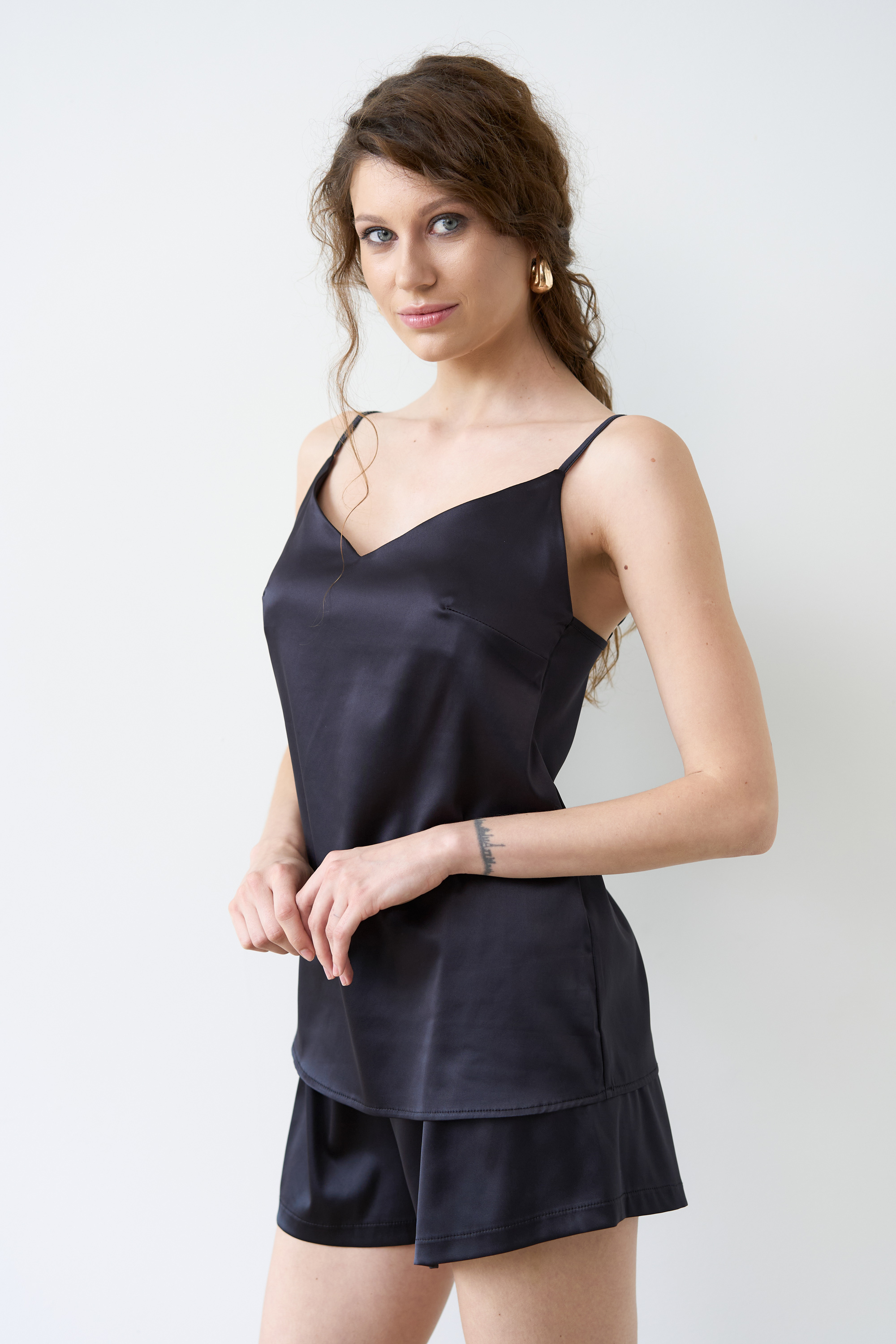 Пижама майка,шорты женская Effetto Satin Basic S03400 M черная фото1