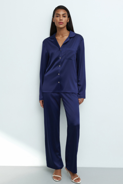 Пижама рубашка,штаны женская Effetto Satin Basic S03401 M синяя фото