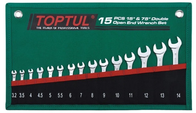 Ключ Toptul рожковый 15 шт. 3,2-14мм 15°х75° (GRAJ1501) фото1