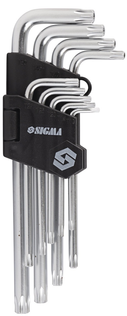 Ключ Sigma набор TORX 9шт T10-T50мм CrV, средние с отверстием (4022221) фото1
