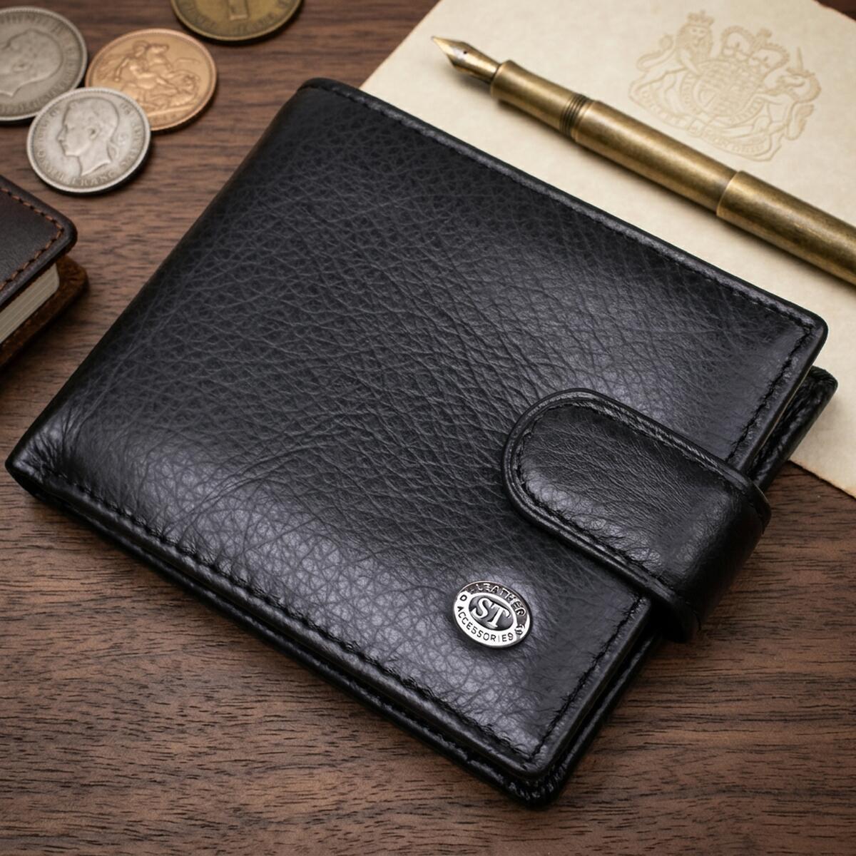Гаманець чоловічий шкіряний St Leather 18308 чорний фото1