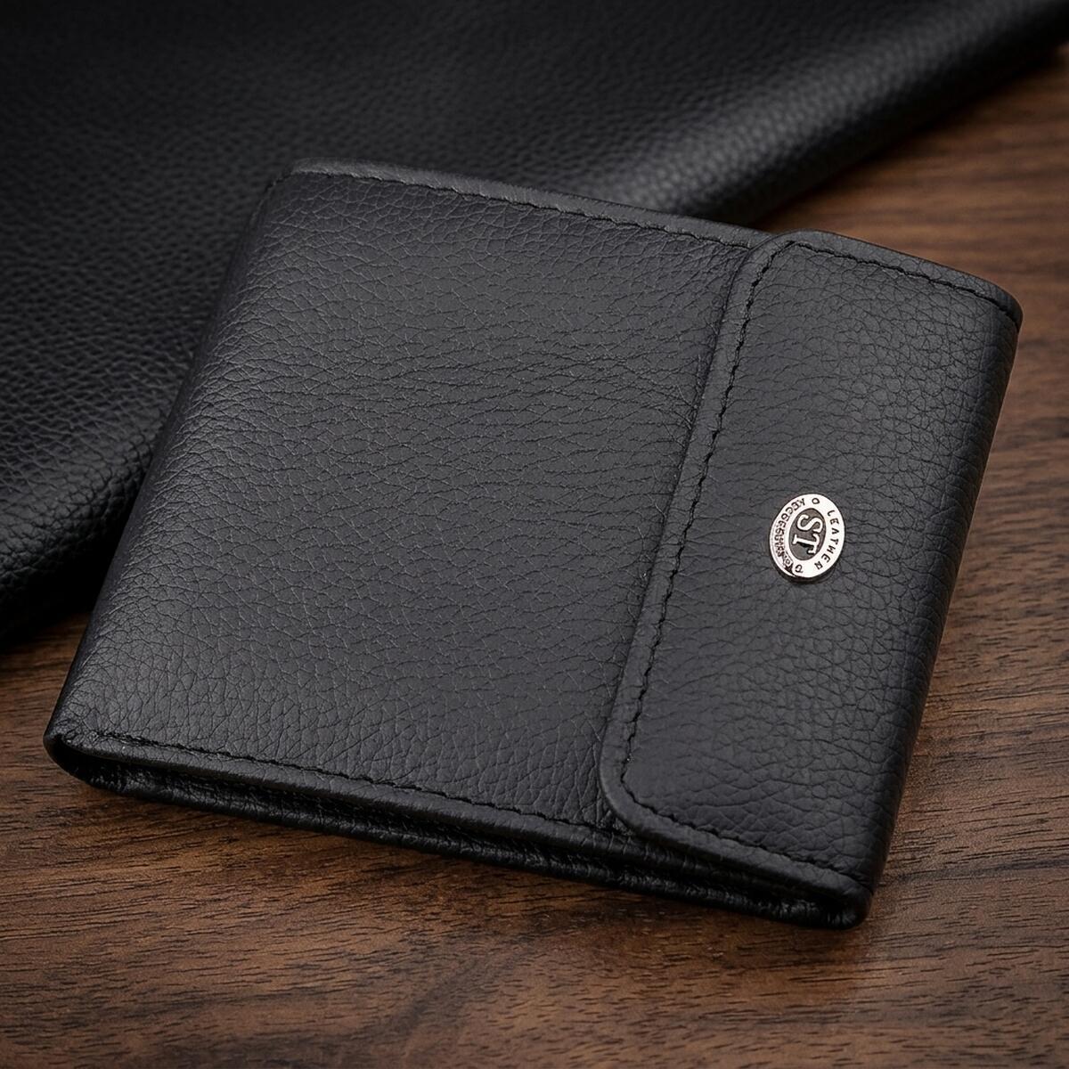Кошелек мужкой кожаный St Leather 18313 черный фото1