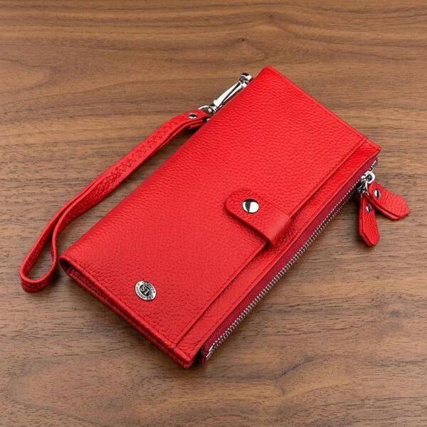 Кошелек женский кожаный St Leather 18381 красный фото