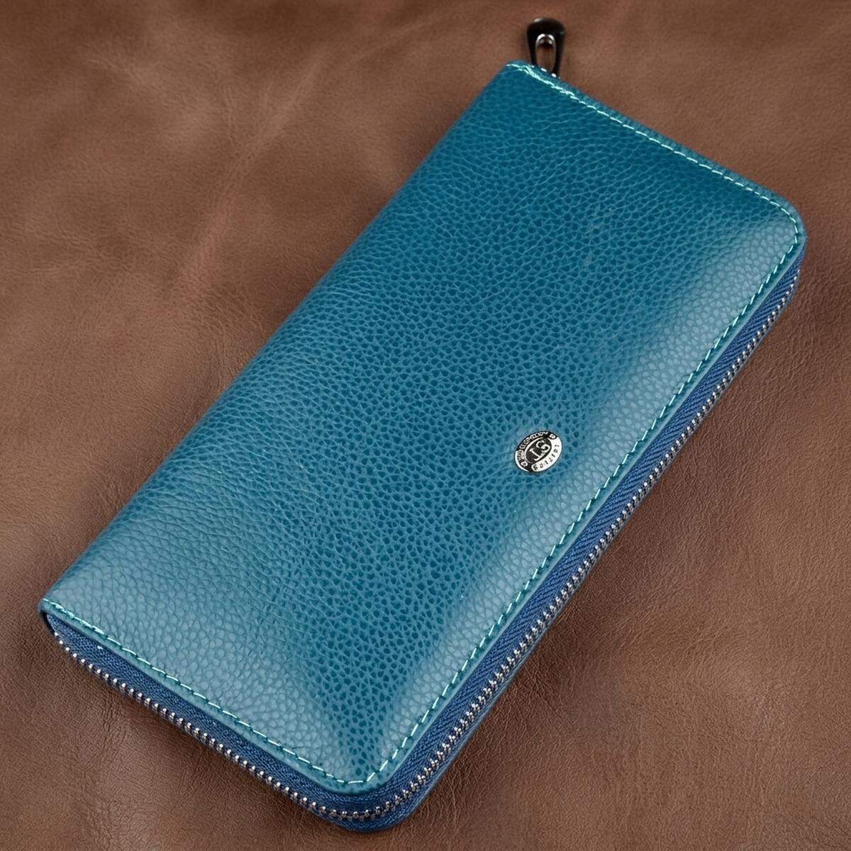 Кошелек женский кожаный St Leather 18861 голубой фото1