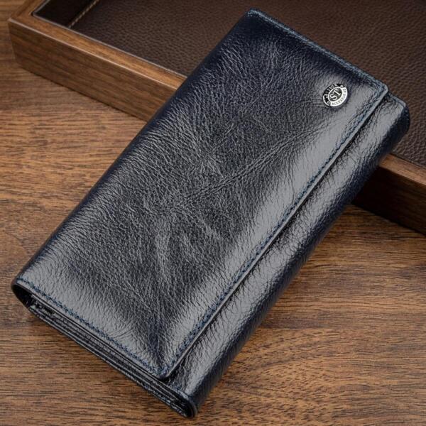 Кошелек женский кожаный St Leather 18880 серо-синий фото
