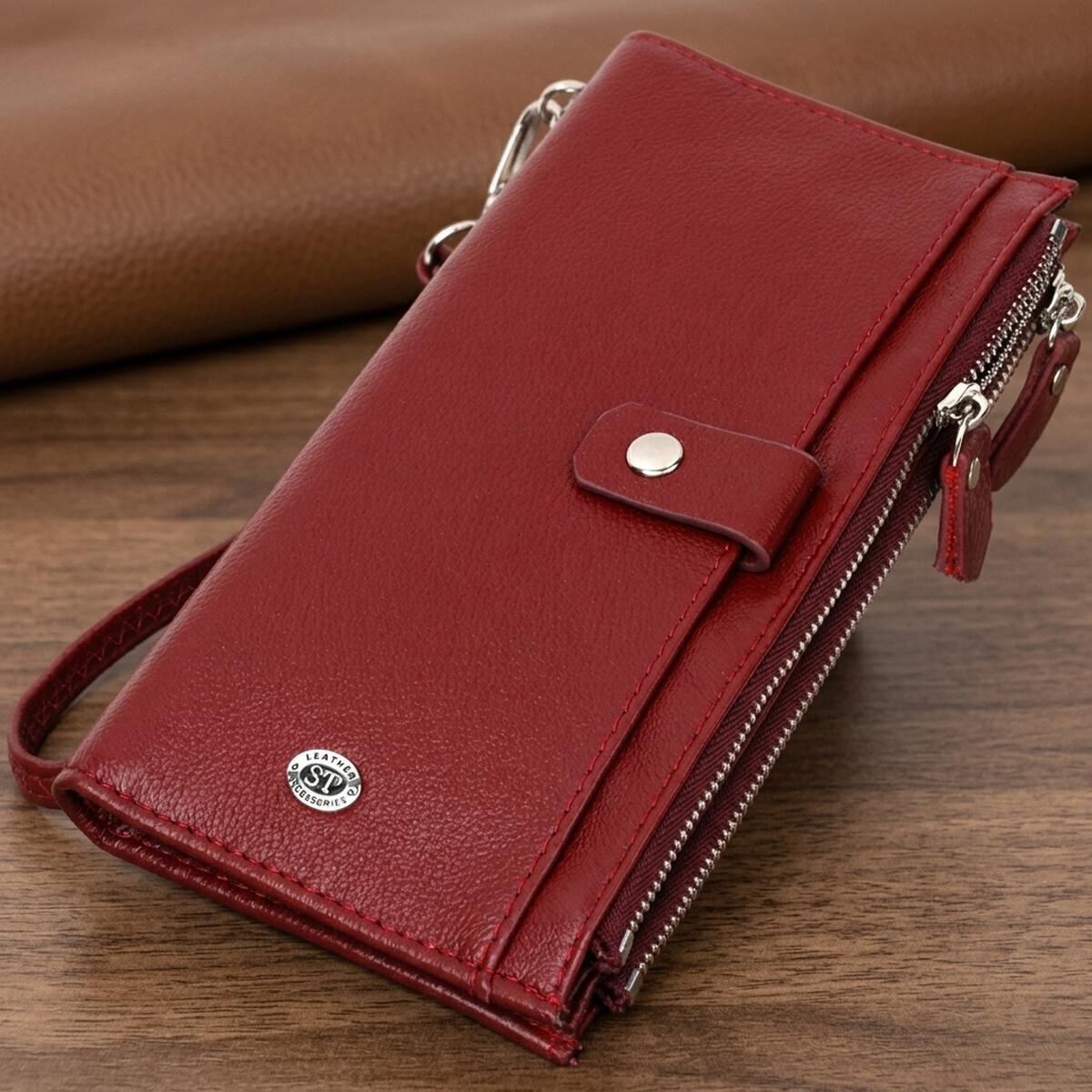 Кошелек женский кожаный St Leather 19485 бордовый фото1