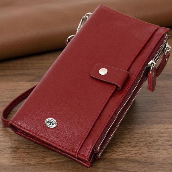 Кошелек женский кожаный St Leather 19485 бордовый фото