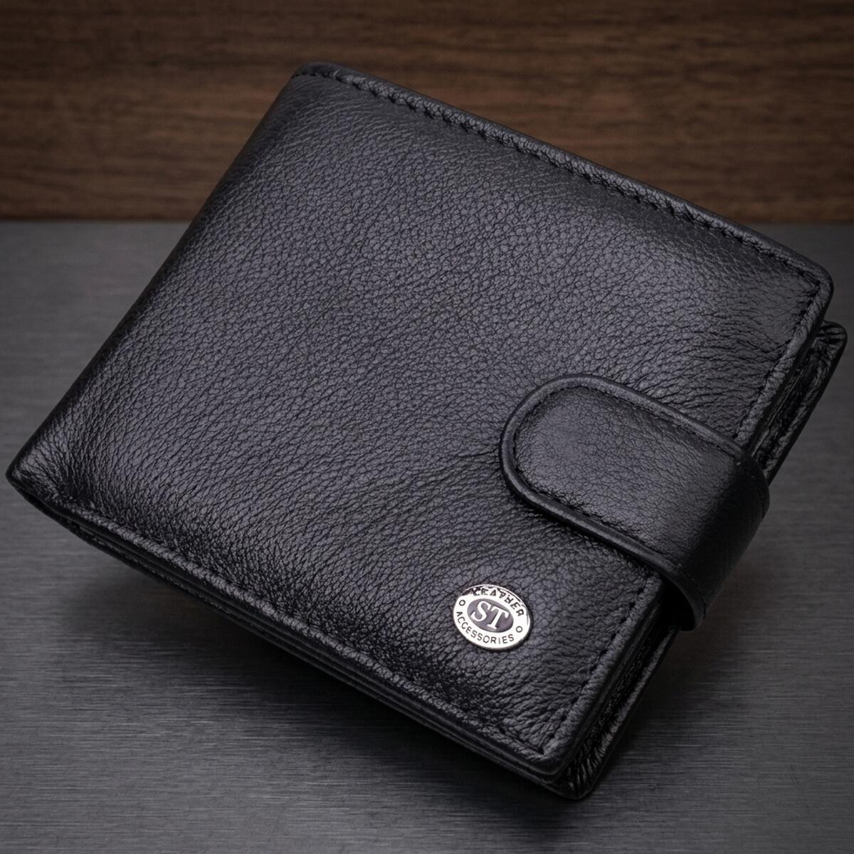 Гаманець чоловічий шкіряний St Leather 22457 чорний фото1