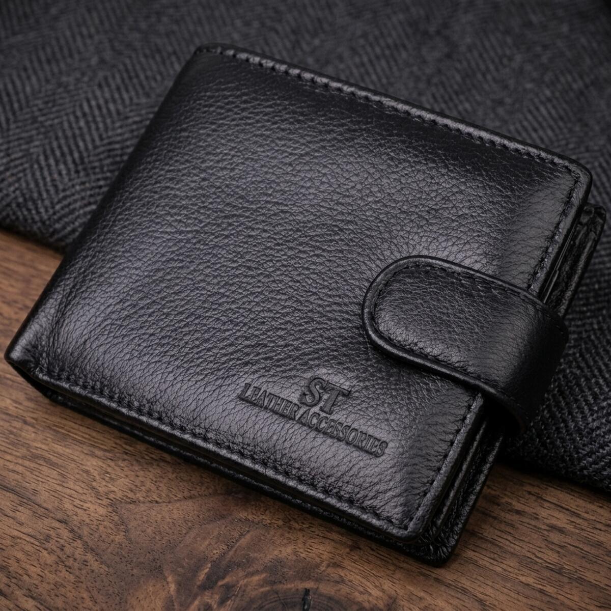 Гаманець чоловічий шкіряний St Leather 22523 чорний фото1