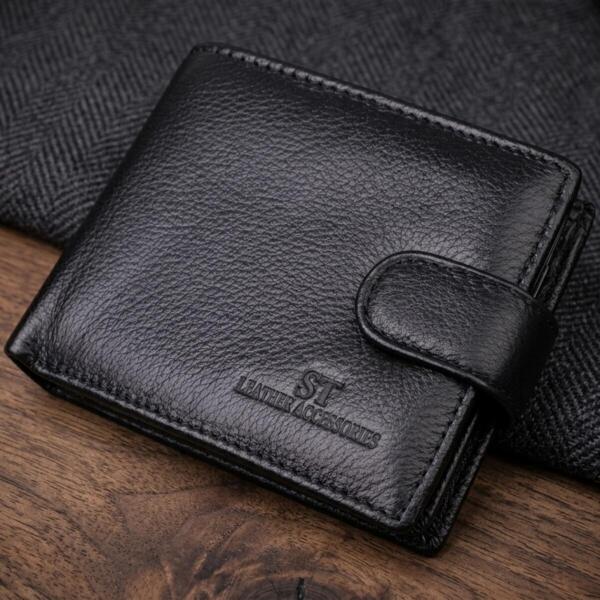 Гаманець чоловічий шкіряний St Leather 22523 чорний фото