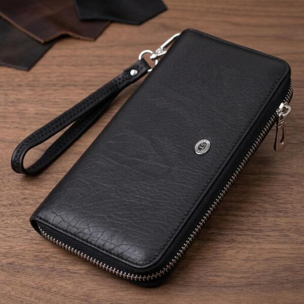 Кошелек кожаный St Leather 22706 черный фото