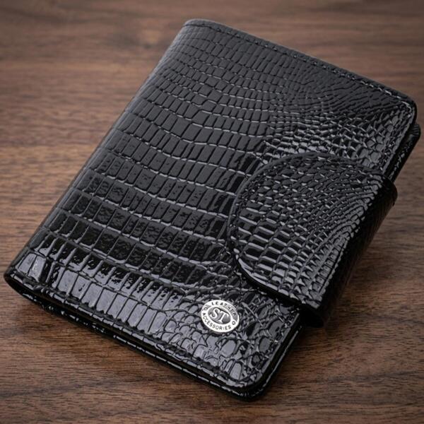 Гаманець жіночий шкіряний St Leather 22741 чорний фото