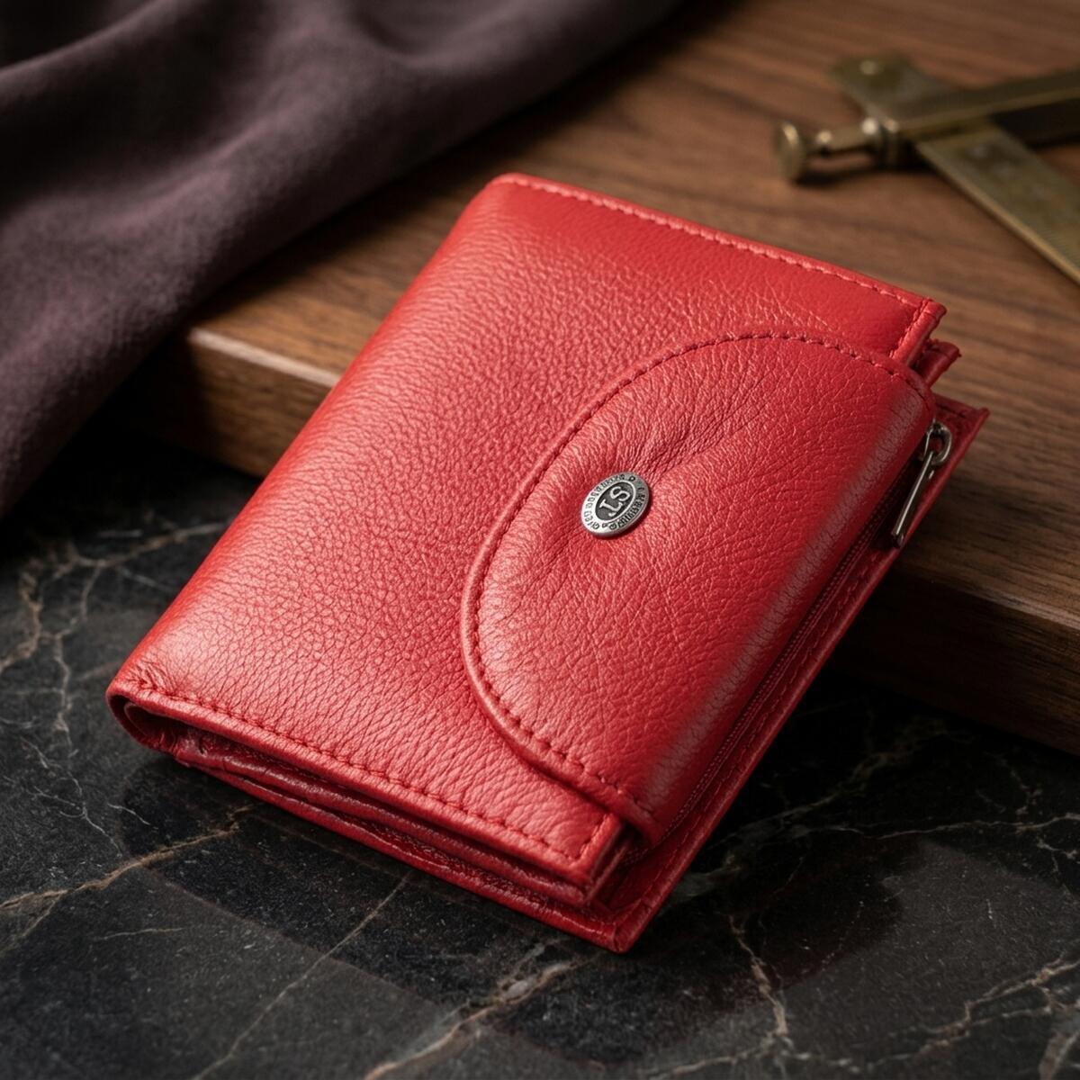 Кошелек женский кожаный St Leather 22886 красный фото1