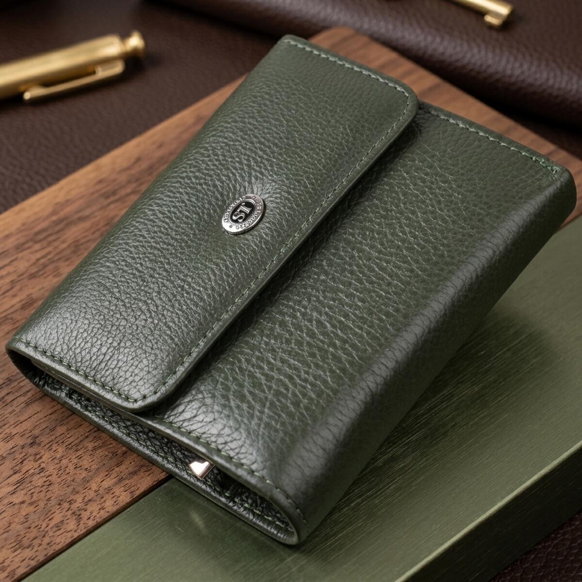 Кошелек женский кожаный St Leather 20872_1 зеленый фото1