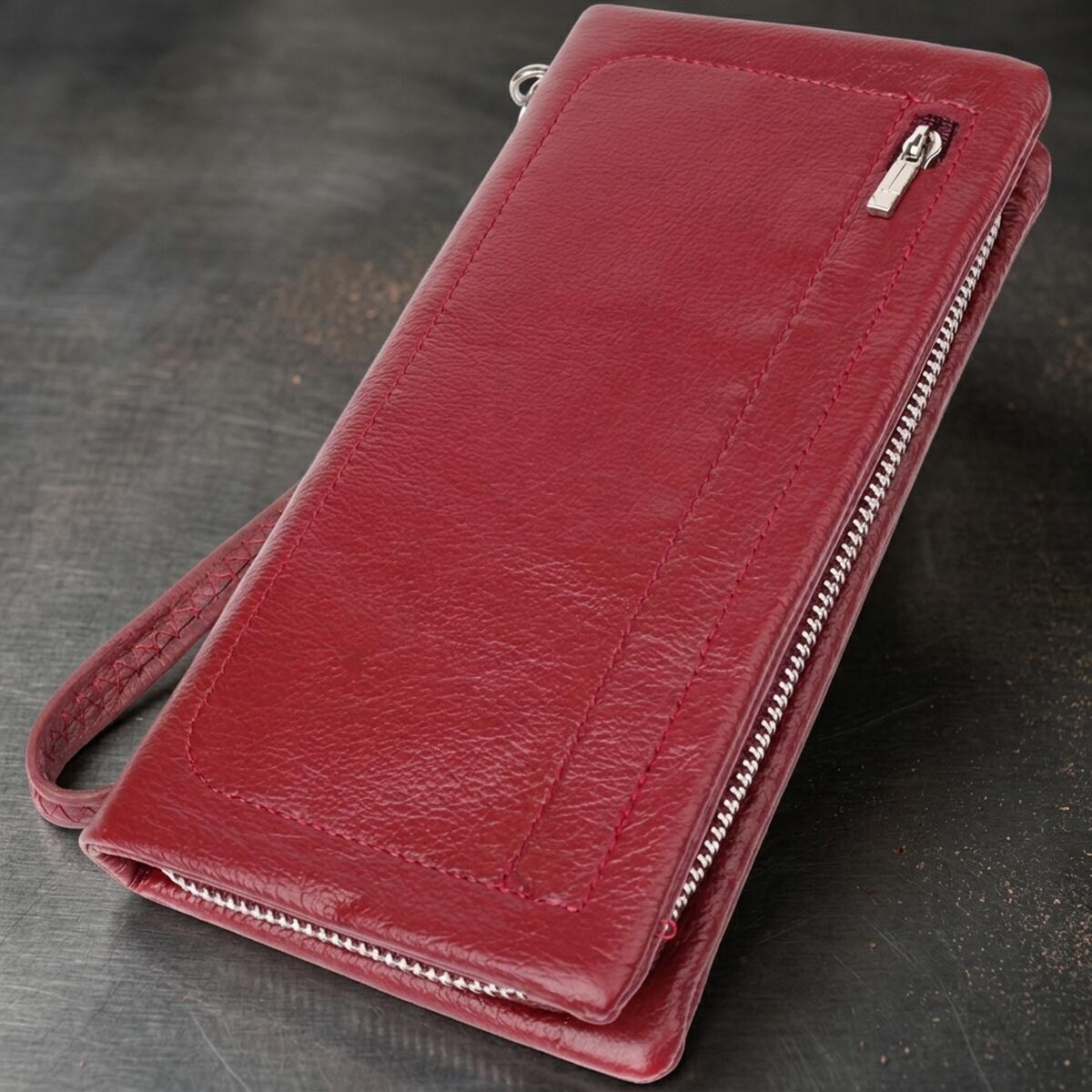 Кошелек женский кожаный St Leather 23102 бордовый фото1