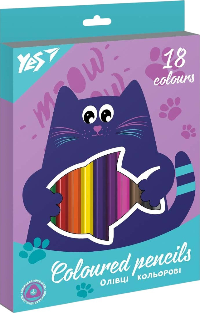 Карандаши цветные Yes 18 цв Kittycon фото1