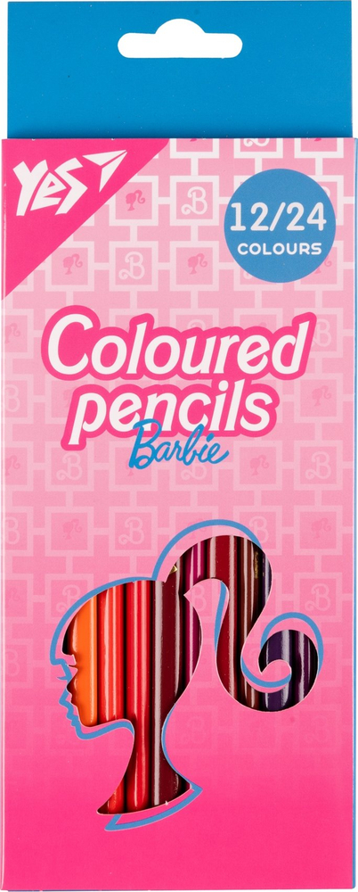 Карандаши цветные Yes Barbie розовый 12 шт 24 цвета фото1
