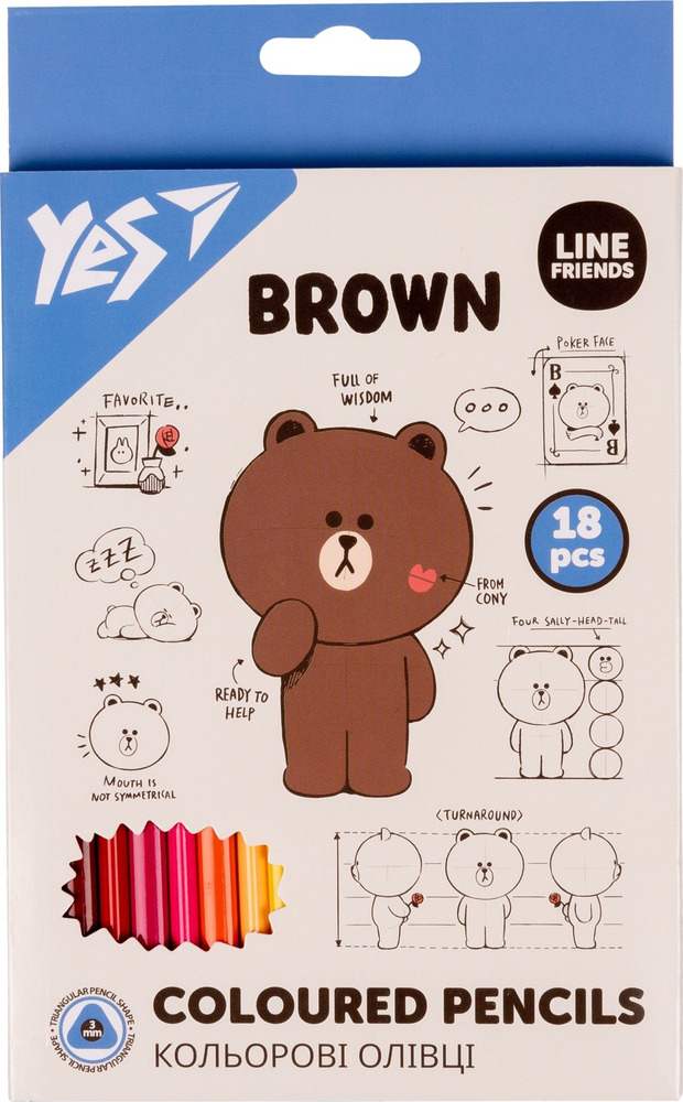 Карандаши цветные Yes Line Friends 18 цветов фото1