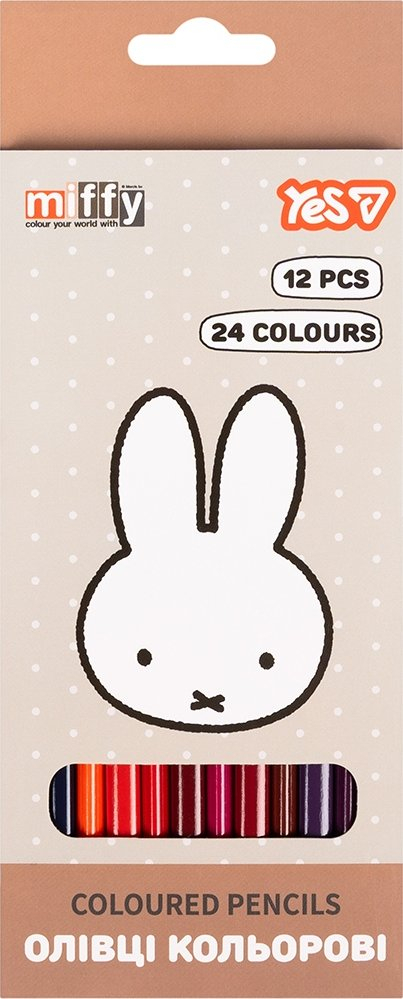 Карандаши цветные Yes Miffy 12 шт 24 цвета фото1