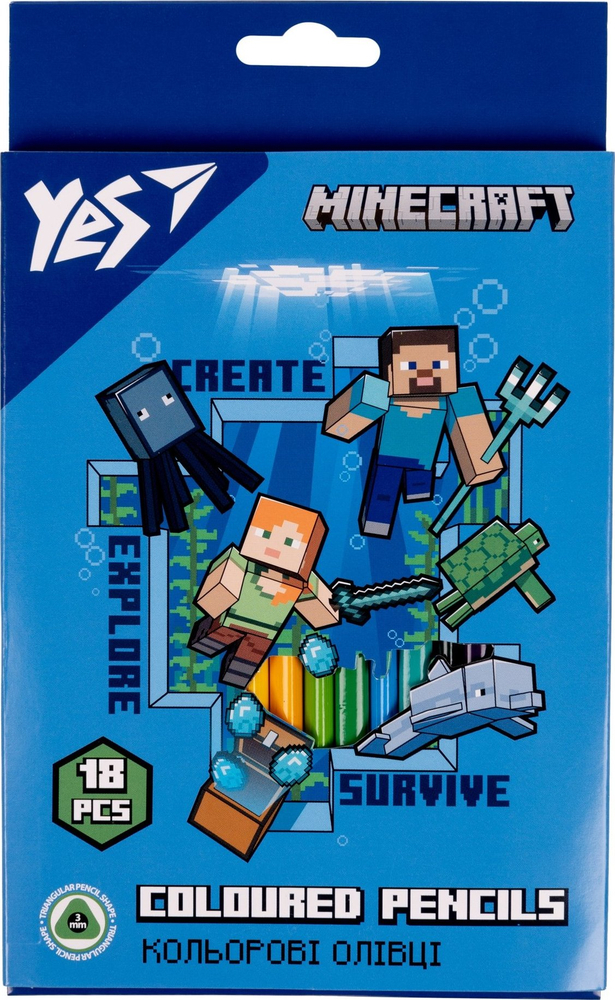 Карандаши цветные Yes Minecraft 1 18 цветов фото1