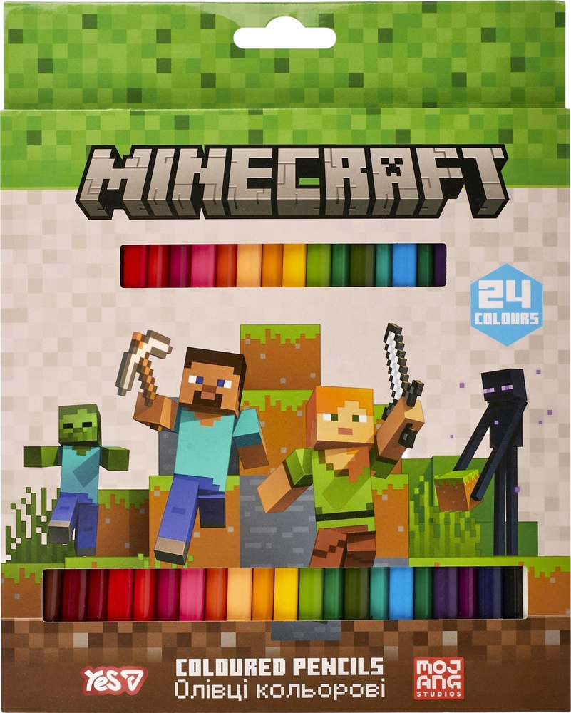 Карандаши цветные Yes Minecraft 24 цвета фото1