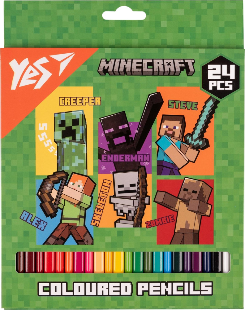 Карандаши цветные Yes Minecraft Heroes 24 цвета фото1