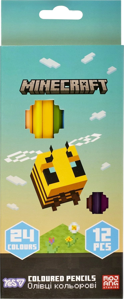 Карандаши цветные Yes Minecraft Spring 12 шт 24 цвета фото1