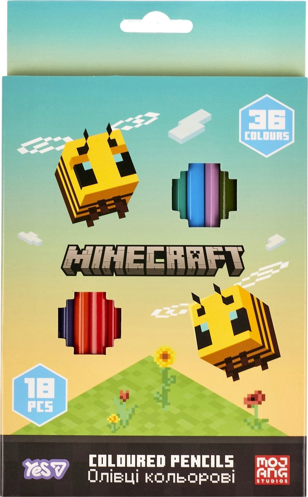 Карандаши цветные Yes Minecraft Spring 18 шт 36 цветов фото1