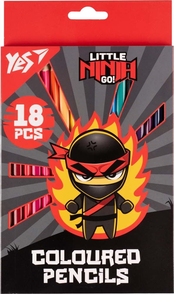 Карандаши цветные Yes Ninja красно серый 18 цветов фото1