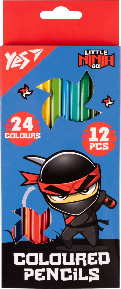 Карандаши цветные Yes Ninja сине красный 12 шт 24 цвета фото1