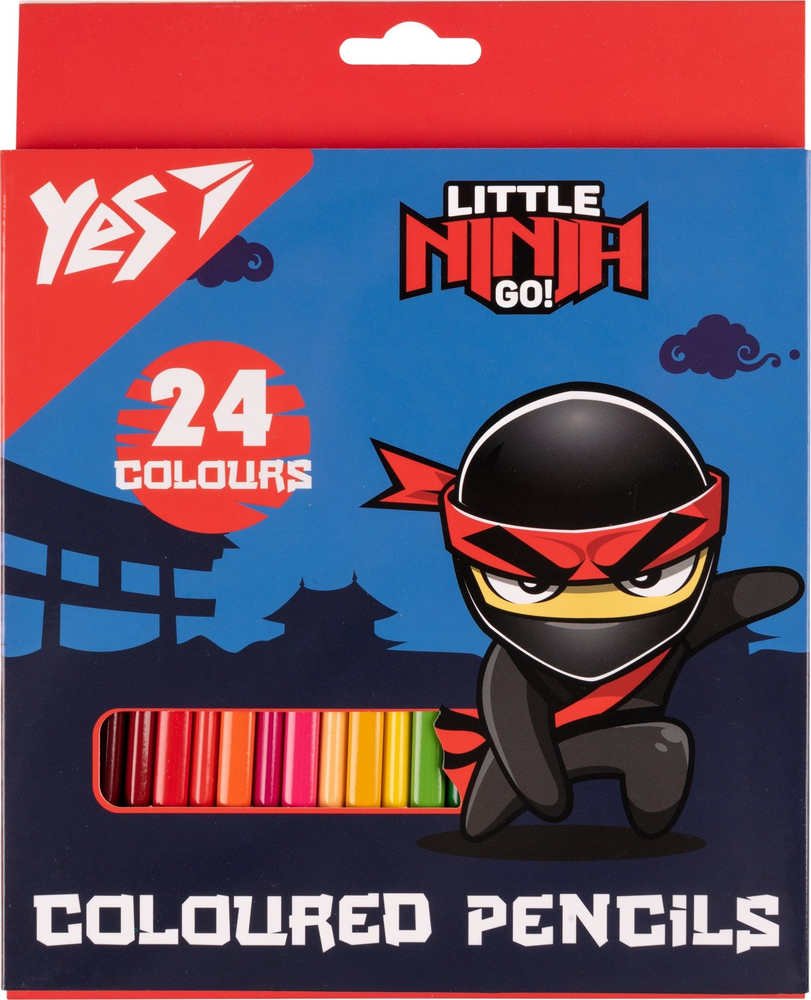 Олівці кольорові Yes Ninja синій 24 кольори фото1