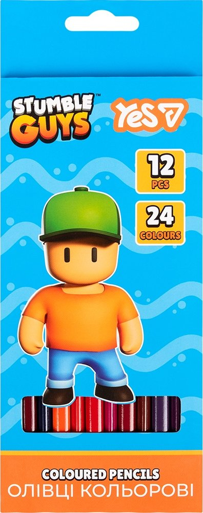 Карандаши цветные Yes Stumble Guys 12 шт 24 цвета фото1