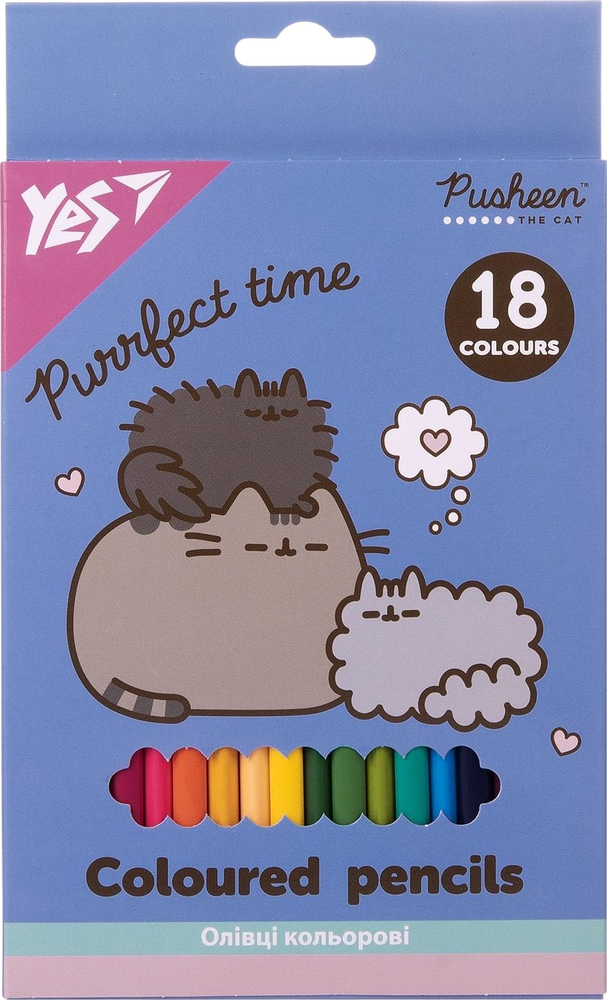 Карандаши цветные Yes Pusheen 18 цветов фото1
