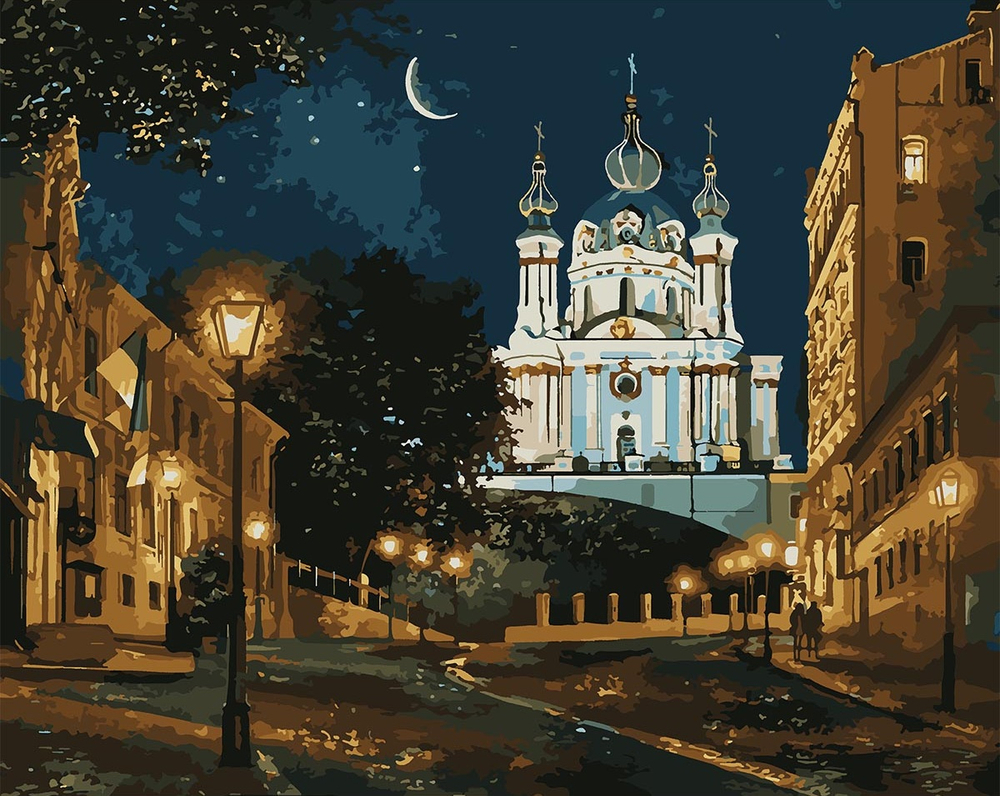 Картина по номерам Santi Киев в ночи 40х50 см LED подсветка фото1