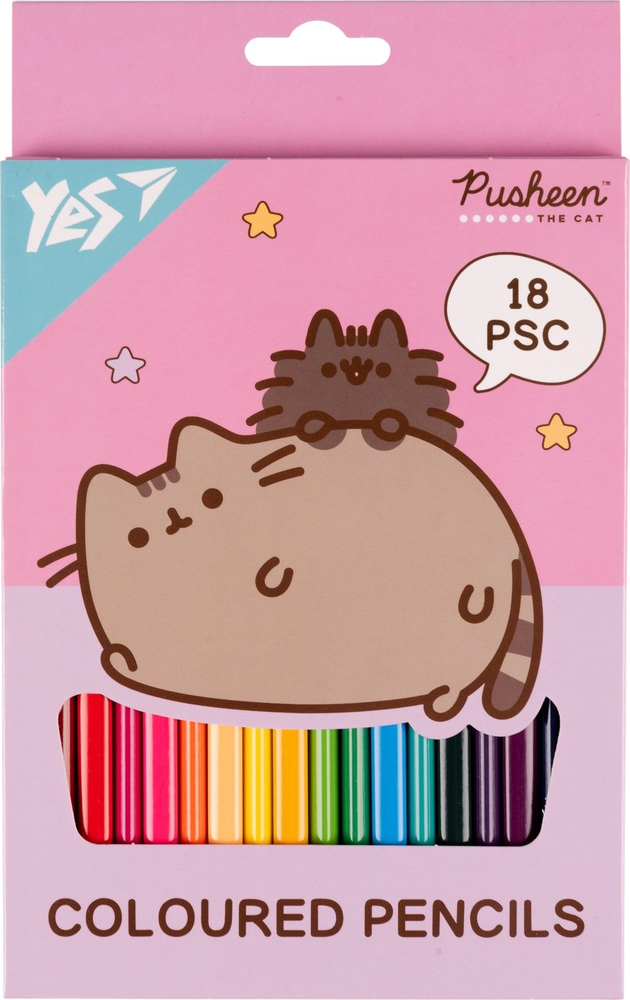 Карандаши цветные Yes Pusheen розовый 18 цветов фото1