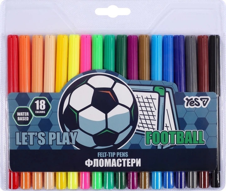 Фломастеры Yes Football 18 цветов фото1