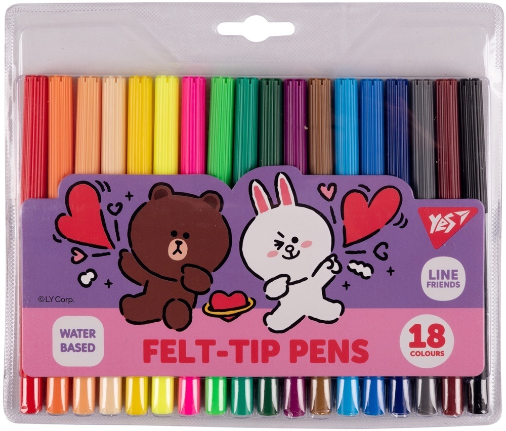 Фломастеры Yes Line Friends 18 цветов фото1
